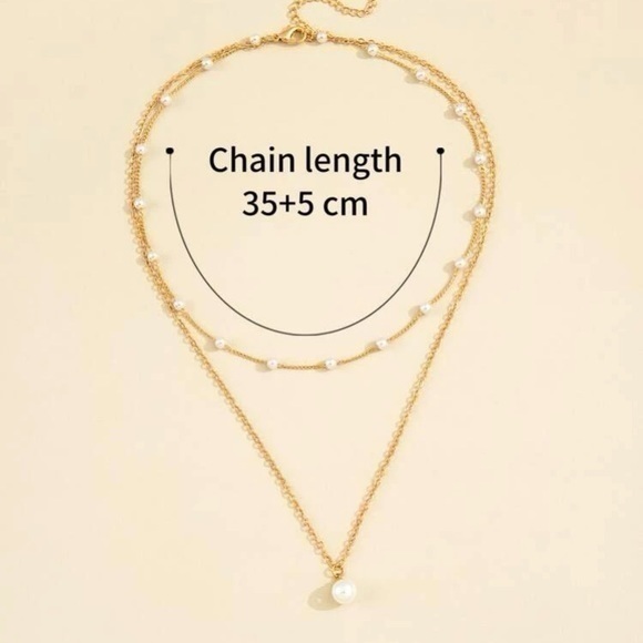 Faux Pearl Layered Necklace Golden - Picture 4 of 7